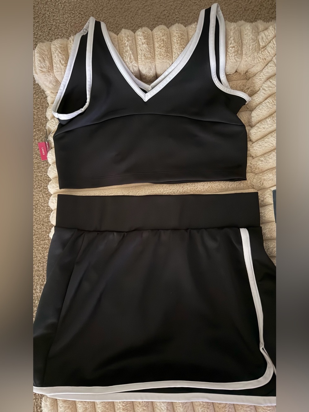 Black & White Sports Bralette and Skort Set